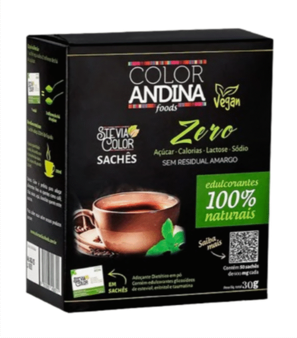 ADOCANTE STEVIA SACHE COM 50 SACHES 600MG - COLOR ANDINA