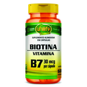 VITAMINA B7 BIOTINA 500MG - 60 CAPSULAS - UNILIFE