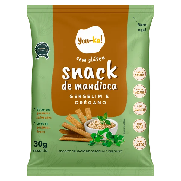 YOU-KA SNACK DE MANDIOCA GERGILIM E OREGANO 30G